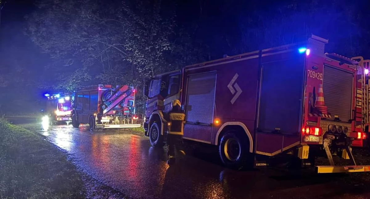 Z remizy, Wyciek Międzybrodziu Bialskim szybka interwencja służb - zdjęcie, fotografia