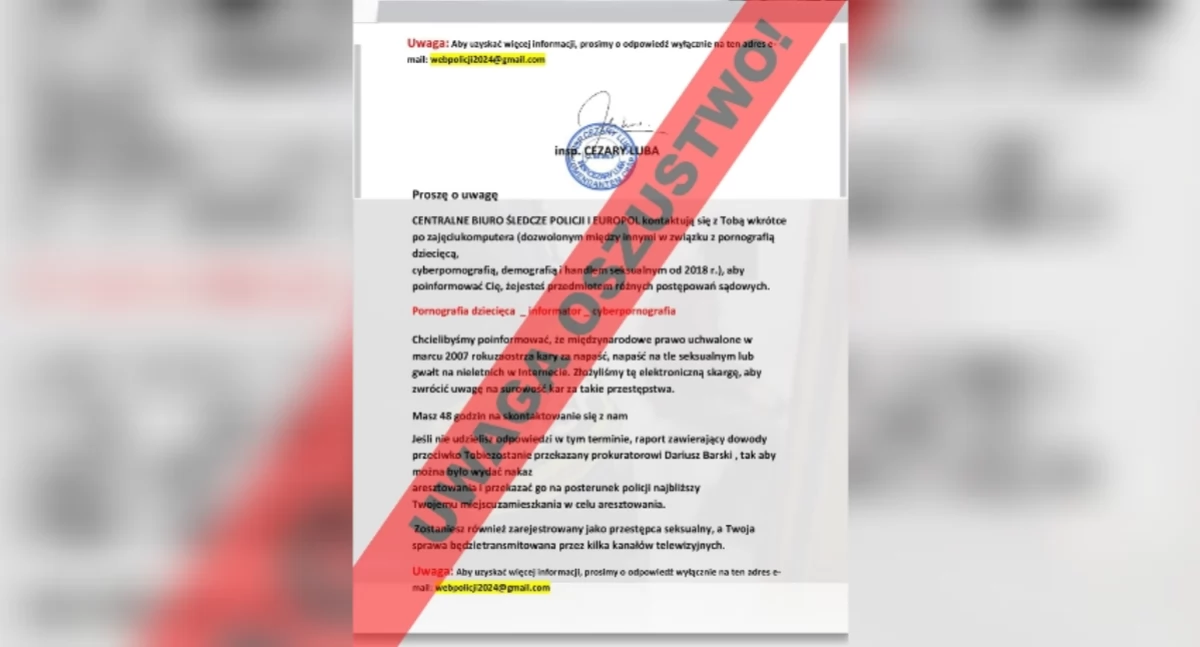Komunikaty policji ostrzeżenia, Uwaga oszustów podszywających CBŚP - zdjęcie, fotografia
