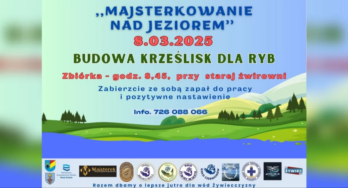 Znad wody, Warsztaty ekologiczno wędkarskie budowa krześlisk Jeziorze Żywieckim - zdjęcie, fotografia