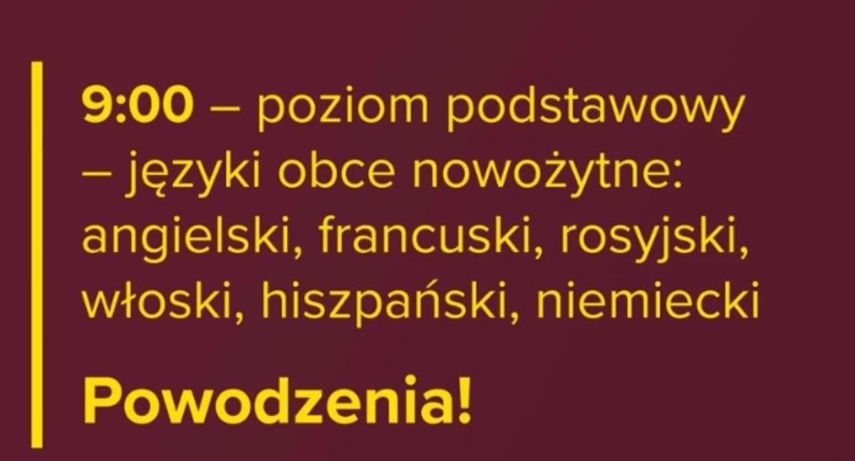 Nasze sprawy, Matura pisemna języka obcego zabrać której zaczyna - zdjęcie, fotografia