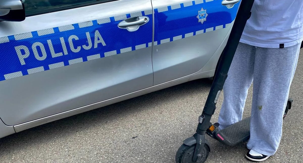 Komunikaty policji ostrzeżenia, Nietrzeźwa jazda hulajnogą zakończona poważnym urazem interweniowała policja - zdjęcie, fotografia