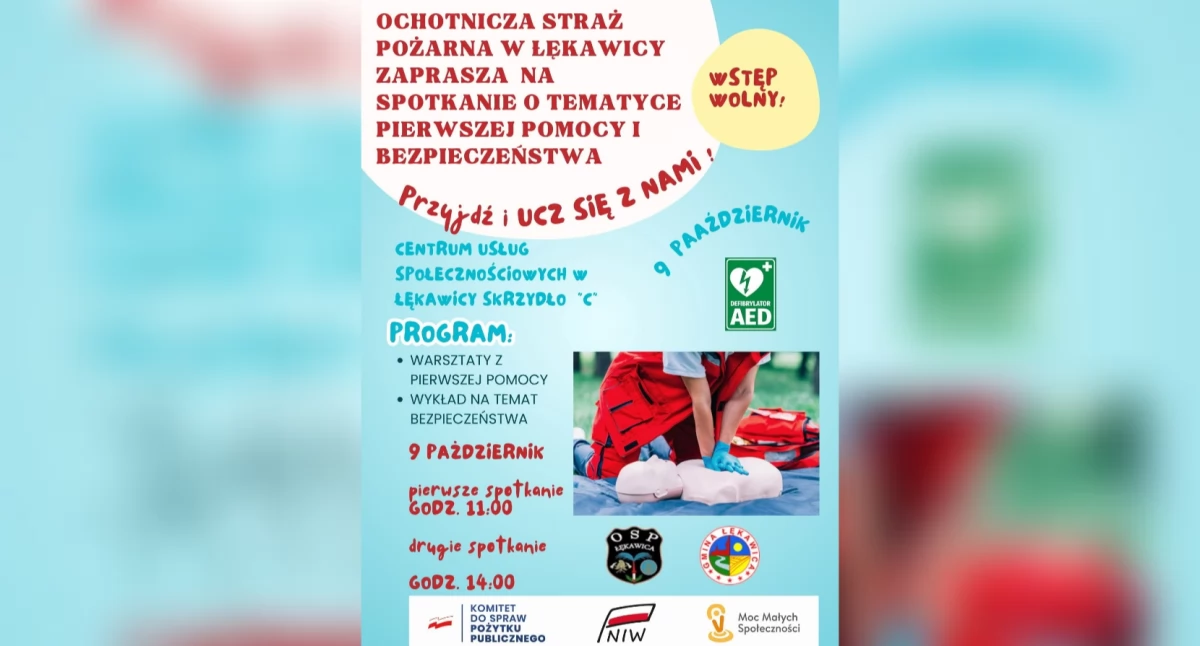 Nasze sprawy, Spotkanie pierwszej pomocy bezpieczeństwie Łękawicy zaproszenie - zdjęcie, fotografia