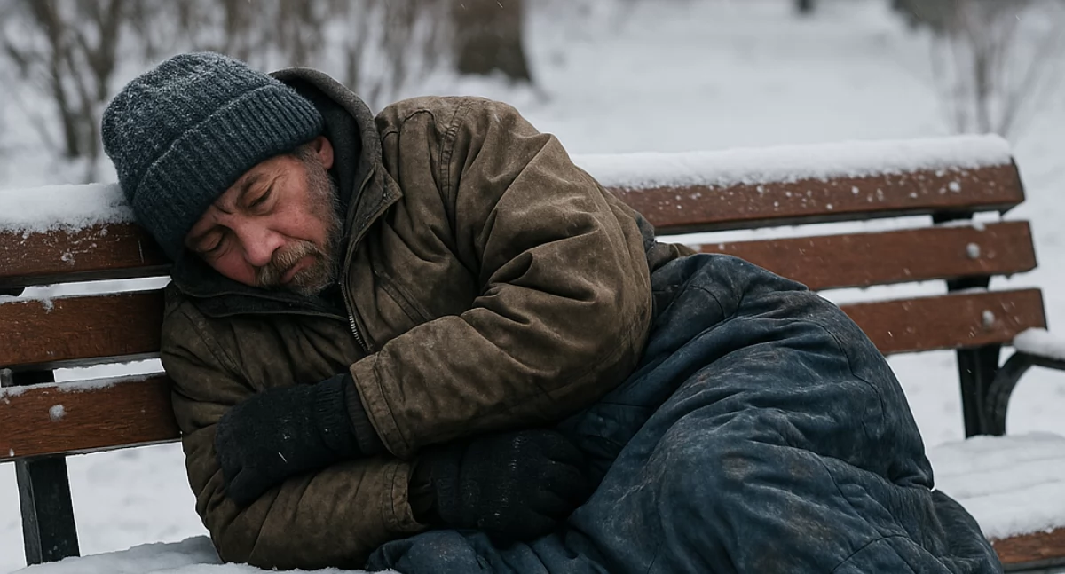 Nasze sprawy, bądźmy obojętni pomoc bezdomnym sezonie zimowym - zdjęcie, fotografia
