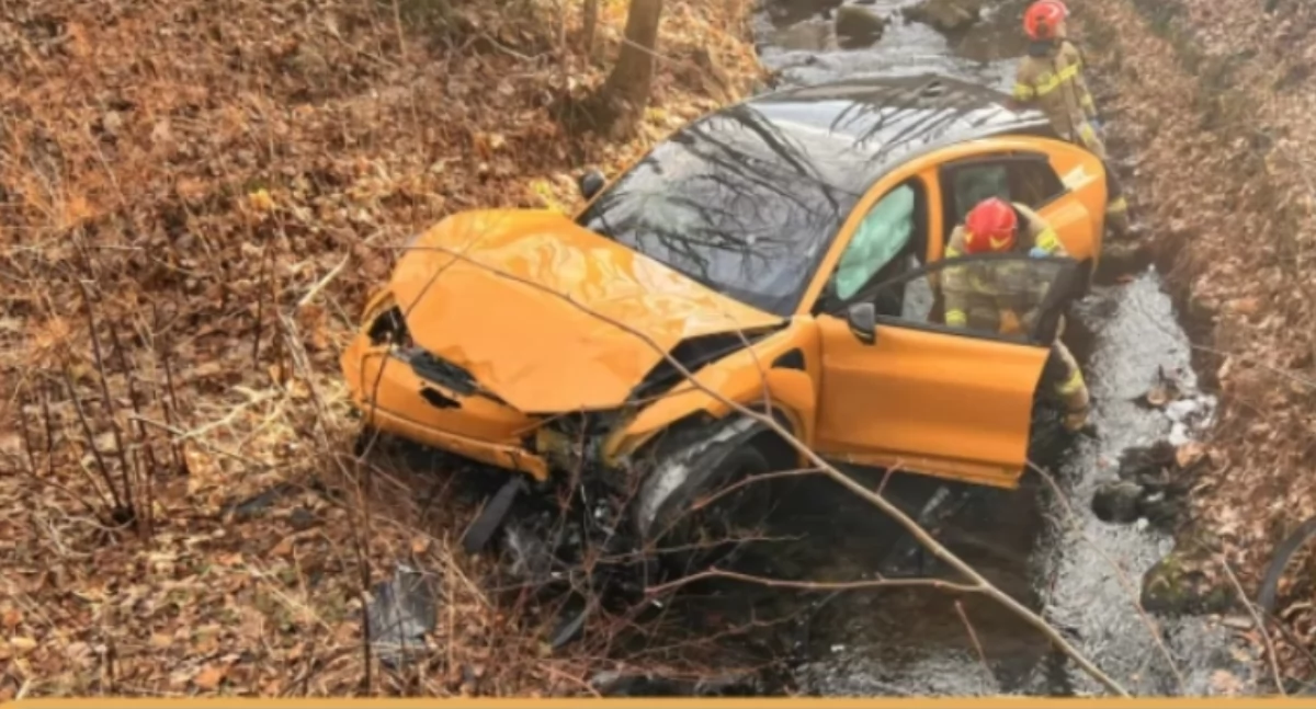 Wypadki drogowe , Tragiczny finał zdarzenia drogowego Wilkowicach - zdjęcie, fotografia