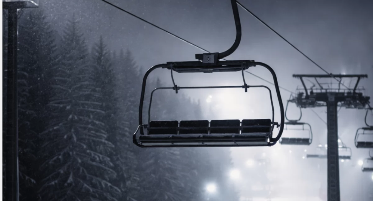 Nasze sprawy, Dramatyczne chwile stoku Rzykach kilkudziesięciu narciarzy uwięzionych wyciągu - zdjęcie, fotografia