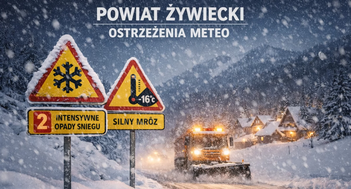 Nasze sprawy, Intensywne opady śniegu silny mróz powiecie żywieckim - zdjęcie, fotografia