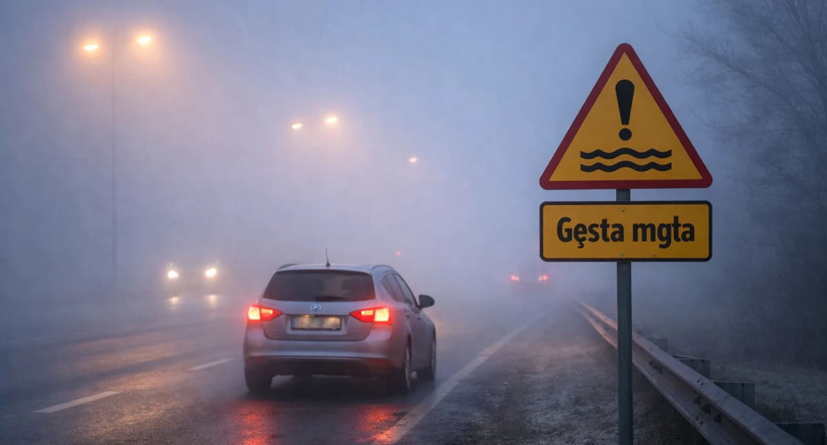 Nasze sprawy, Uwaga gęstą mgłę obowiązuje ostrzeżenie meteorologiczne - zdjęcie, fotografia