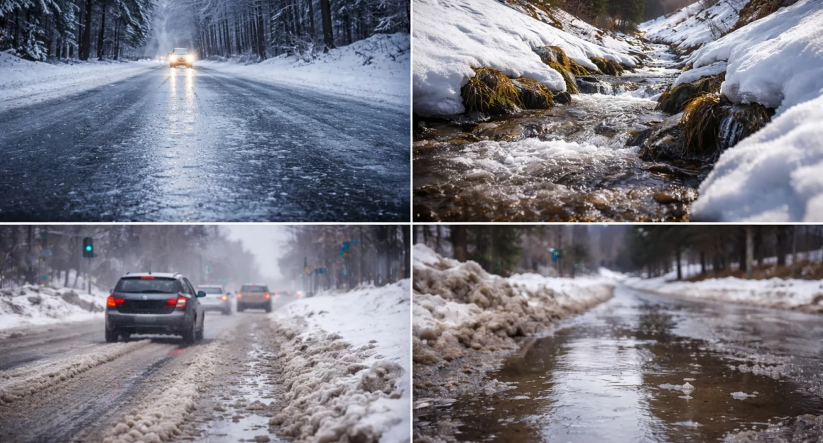 Nasze sprawy, Ostrzeżenia powiatu żywieckiego oblodzenie roztopy - zdjęcie, fotografia