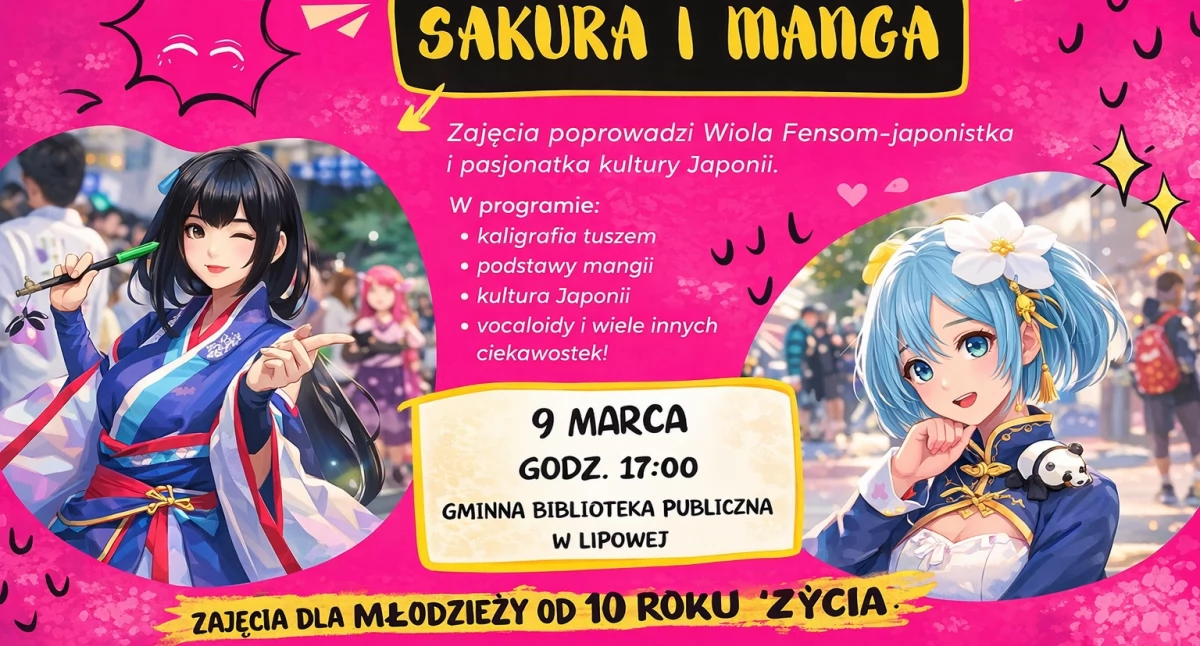 Rozrywka, Fascynujący świat Japonii Lipowej Darmowe warsztaty Sakura Manga młodzieży - zdjęcie, fotografia