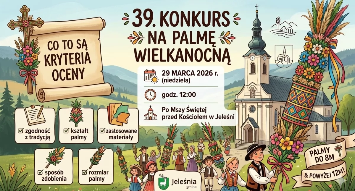 Folklor i Tradycje , Wielkanocna tradycja Jeleśni Rusza Konkurs Palmę Wielkanocną - zdjęcie, fotografia