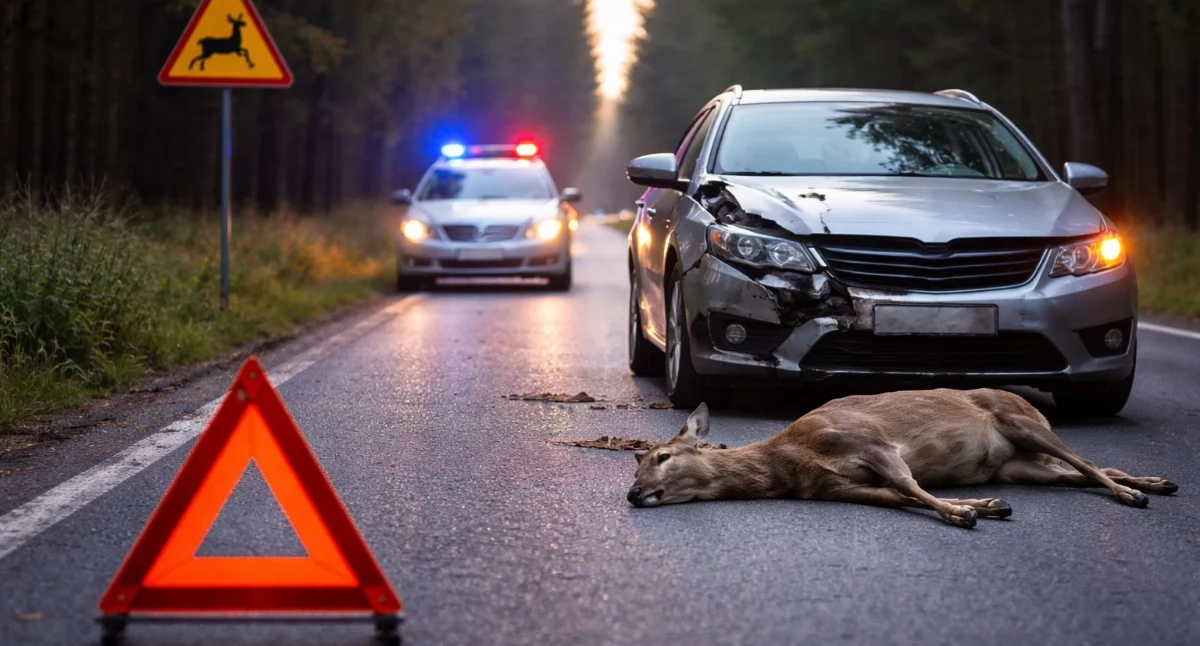 Wypadki drogowe , Uwaga dzikie zwierzęta drogach wiosną ryzyko kolizji rośnie - zdjęcie, fotografia