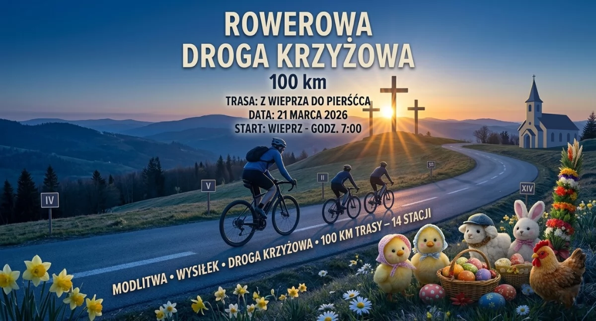 , rowerze Wyjątkowa Droga Krzyżowa powiecie żywieckim - zdjęcie, fotografia