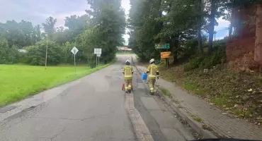 Neutralizacja plamy ropopochodnej w Łękawicy – interwencja OSP