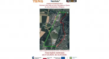 Zmiana organizacji ruchu na trasie Velo Soła – odcinek Żywiec–Wieprz czasowo zamknięty