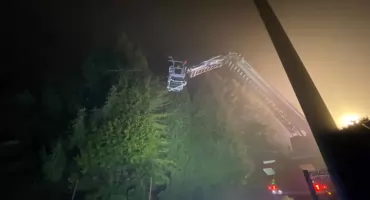 Usunięcie pochylonego drzewa w Pietrzykowicach