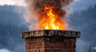Pożar sadzy w przewodzie kominowym – Sopotnia Mała