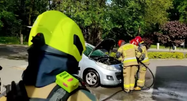 Pożar auta w Łodygowicach szybko opanowany przez strażaków