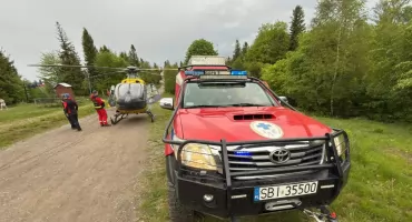 Wypadek rowerzysty pod Szyndzielnią zakończony lotniczą ewakuacją