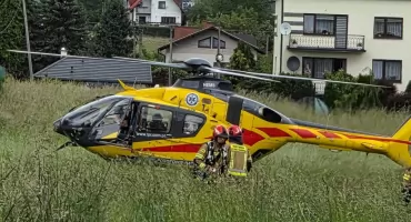 Interwencja Lotniczego Pogotowia Ratunkowego po wypadku w Rybarzowicach